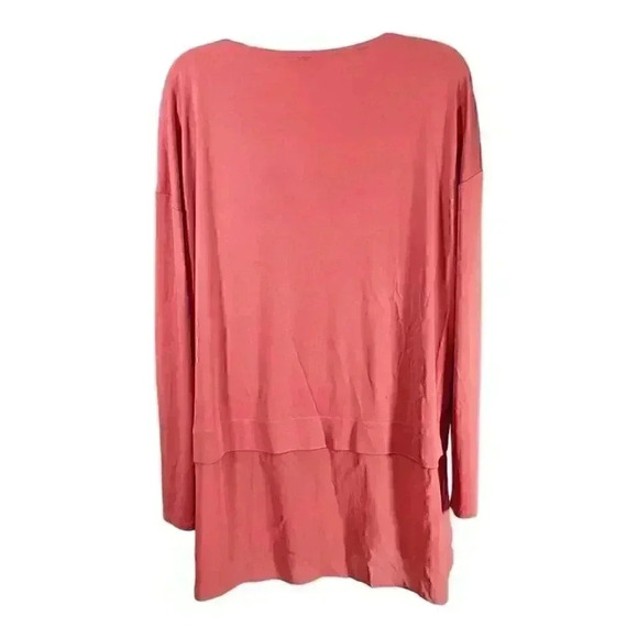 Eileen Fisher Silk Tunic Top Terracotta Red Small Round Neck Long Sleeve - Picture 2 of 3